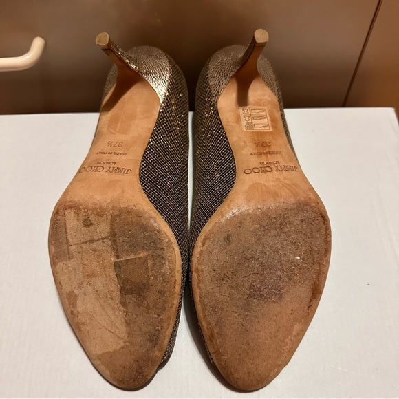 Jimmy Choo Isabel Glitter metallic peep toe pump heels – Size 37.5 - Picture 11 of 13